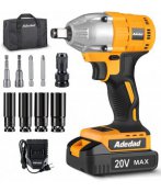 Cordless Impact Wrench 1/2 inch, 20V Brushless Impact Gun with Battery and Charger, High Torque 300 ft-lbs 3000 RPM Impact Wrench with 1-Hour Fast Charger, Led Light